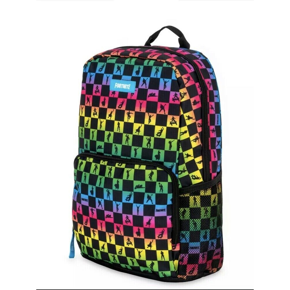 Fortnite School Bag Amplify Rainbow Checkered Backpack 17" Epic Games NWT